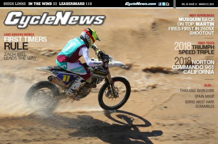 Cycle News Magazine #12: Havasu WORCS, Indy SX, Triumph Speed Triple First Tests...