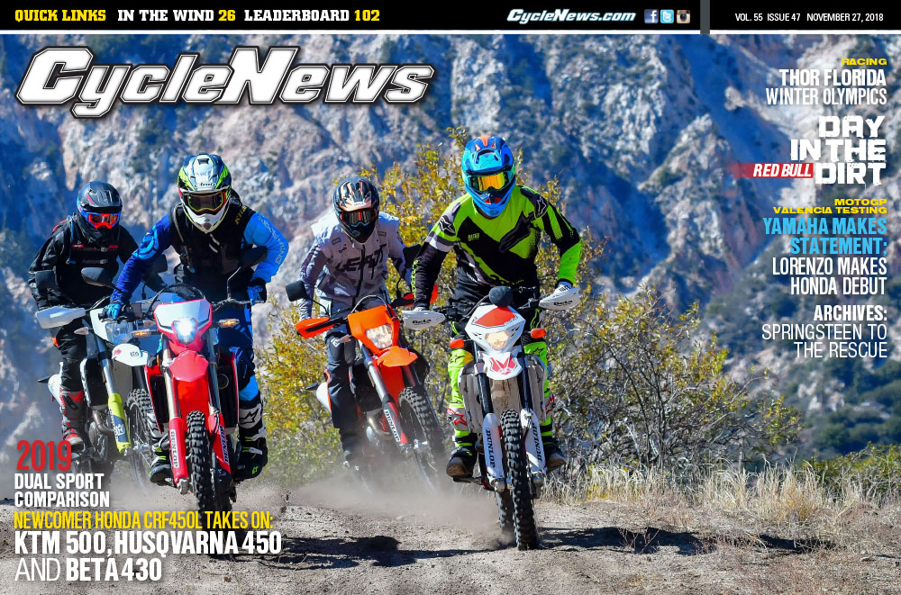 Cycle News 47 Dual Sport Shootout, Florida MX, MotoGP Testing...