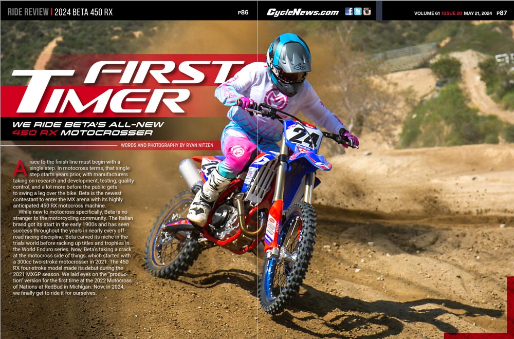 Cycle News Magazine 2024 Beta 450 RX Review