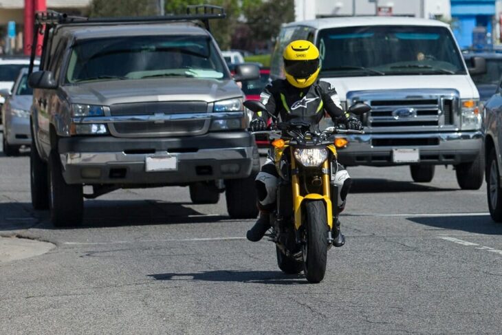 motorcyclist in traffic