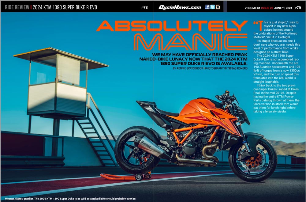 Cycle News Magazine 2024 KTM 1390 Super Duke R Evo Review