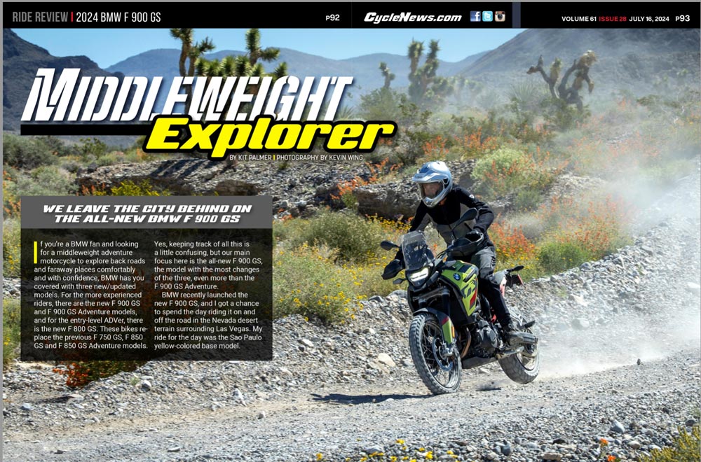 Cycle News Magazine 2024 BMW F 900 GS Review