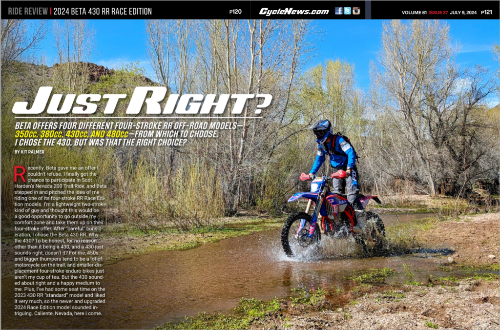 Cycle News Magazine 2024 Beta 430 RR Race Edition Review