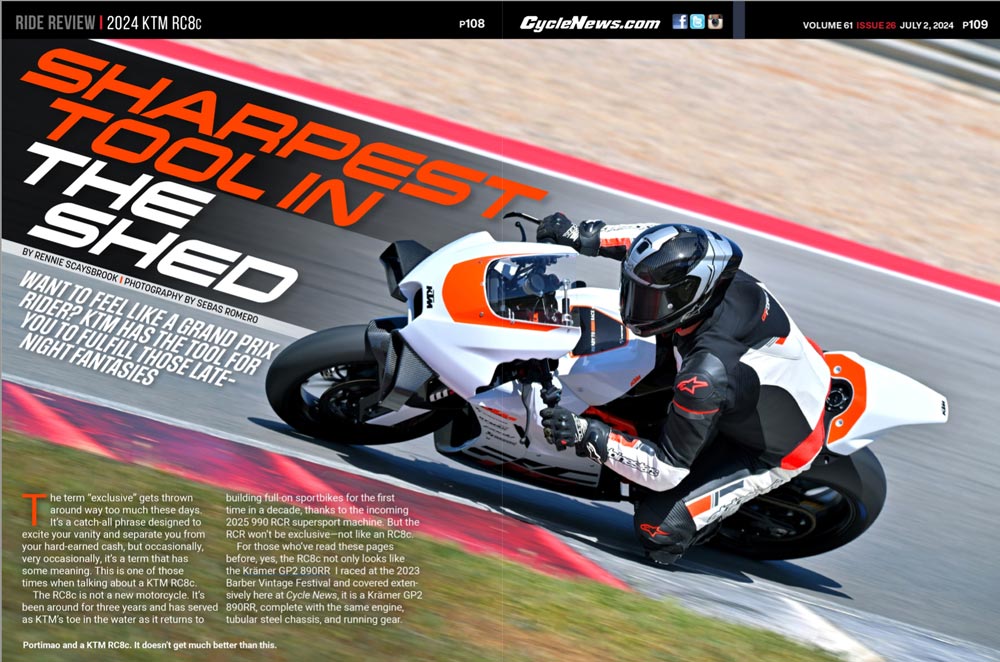 Cycle News 2024 KTM RC8c Review