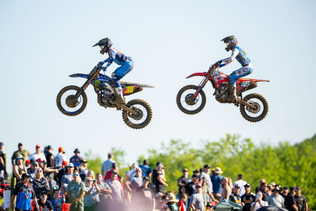 Haiden Deegan (38)and Team Honda HRC's Chance Hymas (48) 