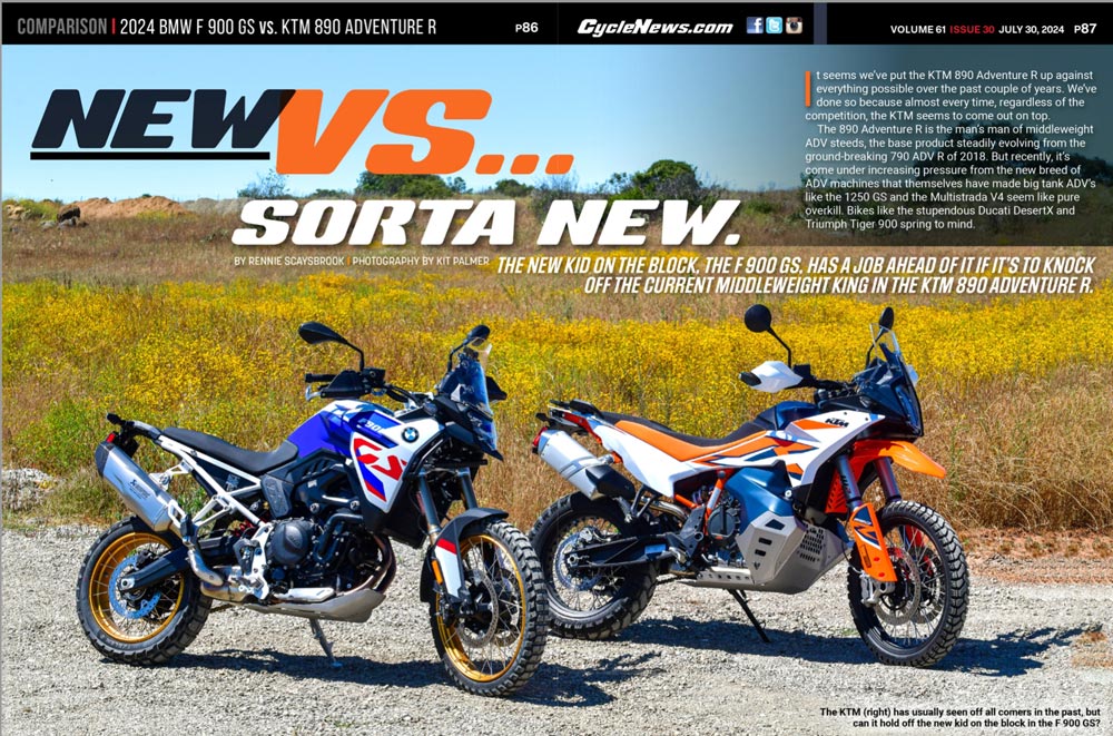 Cycle News Magazine BMW F 900 GS vs. KTM 890 Adventure R