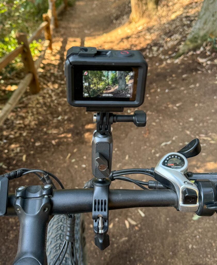 DJI Osmo Action 4 action camera on bicycle