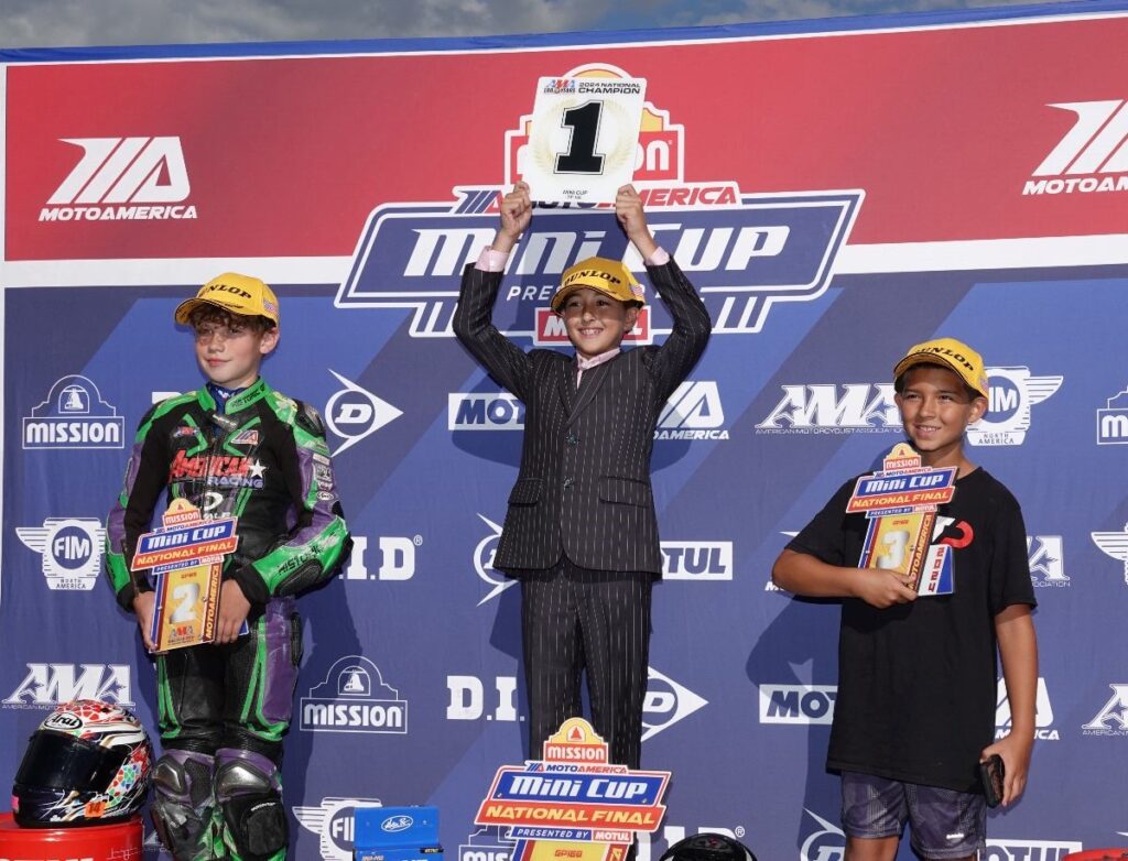 GP 160 podium at 2024 MotoAmerica Mini Cup National Championships