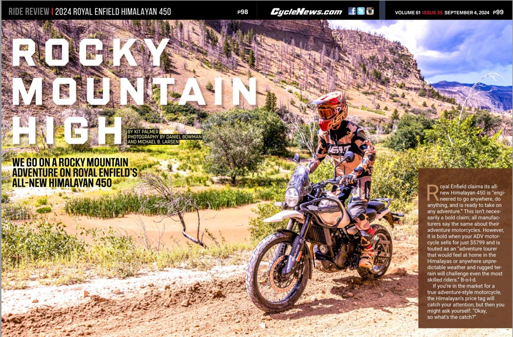 Cycle News Magazine 2024 Royal Enfield Himalayan 450 Review