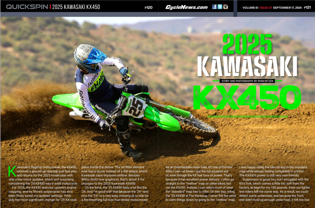 Cycle News Magazine 2025 Kawasaki KX450 review