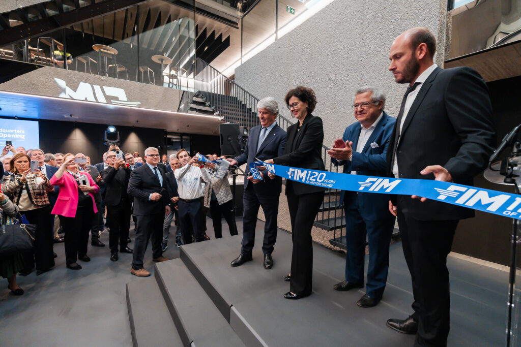 Ribbon cutting FIM (Fédération Internationale de Motocyclisme) new headquarters in Switzerland