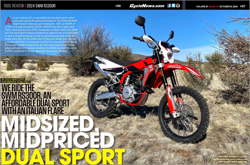 Cycle News Magazine 2024 SWM RS300R Review