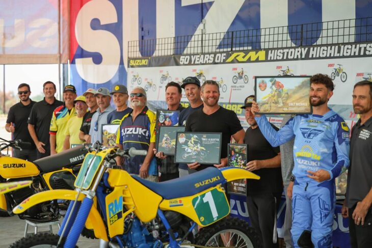 Suzuki legends at 50 years of RM motocross model at Perris Raceway