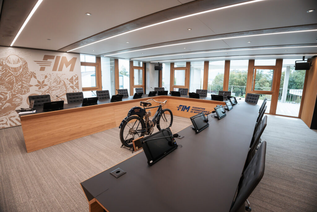 board room of FIM (Fédération Internationale de Motocyclisme) new headquarters in Switzerland