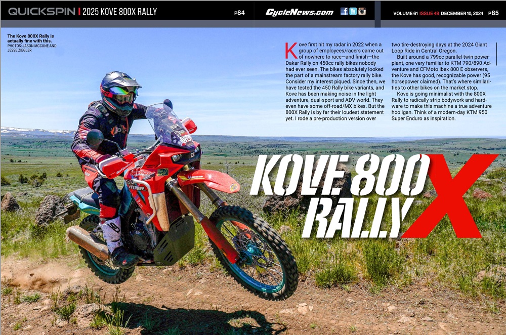 Cycle News Magazine 2025 Kove 800X Rally review