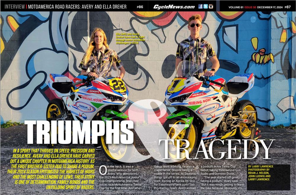 Cycle News Magazine Interview MotoAmerica Racers Avery and Ella Dreher